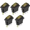 ETOPARS 5 Pezzi 12V 20A Interruttore A Bilanciere Rotondo per Auto | Luminoso a LED Giallo Interruttore a levetta Impermeabile Rotondi Pulsante 3 Pin ON off Elettrico