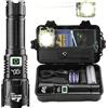 BEYSTE Torcia LED Potente Professionale 1,000,000 Lumen - 50W 1520m Portata | Torcia LED Ricaricabile USB C, XH99.2 Chip Zoomabile 3 Modi con Display LCD, IPX6 Flashlight per Campeggio Trekking Emergenza