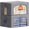 Lifewit Scatole per Armadio Rigide con Cerniera, Contenitori per Armadio Salvaspazio, Scatole Vestiti Cambio Stagione con Struttura in Metallo Pieghevole, Grigio, 25 L, 2 Pezzi