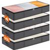 Lifewit Confezione da 4 Contenitori Portaoggetti Sottoletto per Coperte con Maniglia Rinforzata, Organizer per Piumoni, Lenzuola, Vestiti per Camera da Letto, Armadio, Grigio