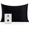 RUIPTSKE Natural Silk Federa, ipoallergenico, 22momme, 100% Seta, 600 Filati, con a Scomparsa Cerniera (Black, 50x66cm)