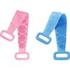 MnPalettey Body Cleaning Double Sided Back Shower Silicone Spa Brush, 2 Pack Silicone Back Scrubber with Mini Face Brush Shower Long 27 inch for Men and Women (blu+rosa)