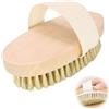 Icyowls 1 pezzo spazzola a secco, spazzola corpo, spazzola peeling, setole naturali - contro cellulite, per drenaggio linfatico & rassodamento, ideale per massaggio a secco & doccia