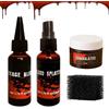 QEEROYO Halloween Sangue Finto Lavabile, Halloween Fake Blood Kit, 40ml Plasma Coagulato+ 50ml Spray+ 50ml Sangue Finto Gocciolante, Lavabile, per Vestiti, Zombie, Cosplay