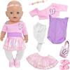 Carreuty 7 pezzi vestiti per bambole da 30 a 35 cm, accessori per bambole rosa con top da balletto, pantaloni a mano, fascia per bambole da 12 a 14 pollici, regalo per bambini
