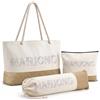 Hestya Mahjong Borsa Portaoggetti Set 3 Pezzi Tela Organizer Viaggio | Per Tessere e Set di Mahjong, Organizer Pieghevole in Tela, Poliestere-Cotone con Juta, 3 Borse con Manici, da Viaggio