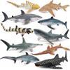 TOYMANY Set di 10 personaggi di animali a forma di squalo, 10-17 cm, oceano | Statuette realistiche di animali marini, animali dell'oceano, in plastica, giocattolo per bambini, per giocare o come