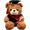 HOMEXYLYL Peluche orsetto per la laurea, con toga, tocco e diploma | Regalo di laurea for laureati delle scuole superiori(Brown and Red,16cm/6in)