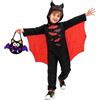 BlynthaToy Costume Pipistrello Bambino, Borsa, Vestito Halloween Bambina | Set 2in1 costume halloween bambino: tuta pipistrello (100-120cm, 4-7 anni) e borsa caramelle. Morbido e comodo.