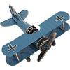 Omabeta Modello di Aeroplano retrò Biplano Vintage Artigianale per la (Blu)