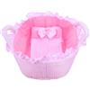 Gatuida Culla per Bambole Rosa da 35cm con Design a Cesta, Tessuto Morbido, Cuscino e Copertina, Portatile per Gioco in Famiglia e Cameretta Bambole