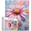 Tucocoo Puzzle artistico di fiori di Echinacea, 1000 pezzi, puzzle per adulti, stile acquerello, puzzle di fiori rosa per attività familiari impegnative, puzzle DIY colorato per la decorazione della
