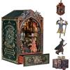 ETKVR Book Nook per Adulti, Casa Bambole in Miniatura, Puzzle 3D Booknook | con luce LED e Casetti pratici, 410 pezzi modello kit diorama per decorazione libreria, regalo di Natale per compleanni
