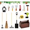 XIABYAYU Attrezzi in Miniatura, 14 Pcs Giardino in Miniatura Decorazioni, Accessori Casa delle Bambole in Miniatura, Cassetta Degli Attrezzi in Legno in Miniatura per Casa delle Bambole