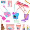 DIELOVEHUA 18 pezzi accessori per la casa delle bambole in miniatura, set di pulizia per bambini, strumenti di pulizia in miniatura, set di giocattoli per la pulizia, colore casuale