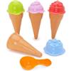 Toyland® Set da Gioco per Gelato da 9 Pezzi - 4 Gusti di Gelato intercambiabili, 4 Coni e 1 Cucchiaio - Giocattoli da Giardino e da Spiaggia - Cibo da Cucina Finto
