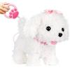 YH YUHUNG Cane con guinzaglio che corre e abbaia, giocattolo elettrico per bambini, interattivo con funzione, a partire dai 3 anni (bianco)