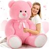 MorisMos Orso Peluche Gigante Rosa bianco 120cm - Orsacchiotto XXL Morbido, Orsetto di Peluche Grande per Fidanzata, Regali per Lui e Lei, Bambini, Compleanno e Natale
