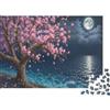 6N2X9A4S Albero di Ciliegio Puzzle 1000 Pezzi Carta per Adulti Vista Mare Notturna Puzzle per Adulti Decorazione Relax Regalo 70x50cm/1000pcs