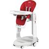 Peg Perego PEG Tatamia Follow Me Seggiolone Pappa 3 in 1 dalla Nascita: Seggiolone, Sdraietta e Dondolo, 9 Altezze, Doppio Vassoio, 6 Ruote, Pieghevole, 0-3 Anni (0-15 kg), Fragola