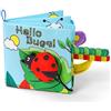 Vicloon Libro di Stoffa, 4 Pagine Libro Interattivo, Libri in Tessuto Morbido, Libro di Stoffa per Bambini con Suono BB, Sensoriali Giochi Neonato Giocattoli Educativi, Beetle