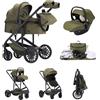 Kakbgee 3 In 1 Passeggino, Carrozzina Un solo clic Reclinabile/Pieghevole | Passeggino Reversibile, Ruote PU Tutto Terreno, Telaio In Alluminio, Carrozzina Alto Paesaggio Neonati 0-4 Anni, 22KG, Verde