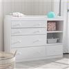 PREMTURE Fasciatoio 120 x 50 x 92 cm con 4 cassetti e vani aperti | Ampio piano fasciatoio con bordi rialzati quattro cassetti capienti vani portaoggetti aperti organizzazione pratica design