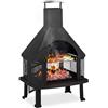 Relaxdays Forno da Terrazzo con Grill, Braciere con Parascintille, Attizzatoio, Massiccio, Acciaio, 110x63x51 cm, Nero