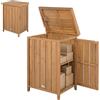 GYMAX Armadietto da Giardino in Legno, con Coperchio e Anta | Casetta Copri Bidone con Tetto Inclinato e Ripiano Rimovibile, Mobiletto Porta Attrezzi per Esterno, Ingresso e Balcone
