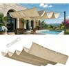 HOKXUAN Copertura Retrattile per Gazebo Pergola 0.5 x 3.5 m Protezione Solare Respirante Impermeabile Antivento Robusto Tenda da Sole Vela Parasole per Giardino Esterno Giardino, Cachi