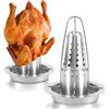 AuraNova Arrosto Pollo in Acciaio Inox, Supporto Pollo per Barbecue con Porta Lattina Birra, Girarrosto per Pollame con Contenitore Aromi e Vassoio Raccogli Grassi per Forno BBQ