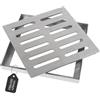 DBREAKS Copertura Scarico a Pavimento in Acciaio Inox 20cm Doppia Riga | Griglia di Scarico Quadrata con Telaio, Antiscivolo, Copertura per Scarico per Esterni, Giardino, Terrazza(200 x 200 x 20 mm)