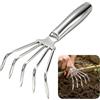 ZULTOM 5 Denti Rastrello a Mano, Piccoli Attrezzi da Giardino, Rastrello Piccolo | Rastrello in Acciaio Inox, Mini Rastrello Giardino, Arieggiatura del Terreno, per Foglie, Erbacce, Vasi, Manuale, Metallo