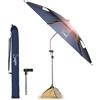 Sunphio Ombrellone da Spiaggia 220 cm Antivento Resistente, Ombrello Mare Portatile Grande, Ombrelloni da Spiaggia Anti UV 50, Parasole Viaggio Telescopico, Robusto e Compatto