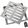 DBREAKS Copertura Scarico a Pavimento in Acciaio Inox 25cm Doppia Riga | Griglia di Scarico Quadrata con Telaio, Antiscivolo, Copertura per Scarico per Esterni, Giardino, Terrazza(250 x 250 x 20 mm)