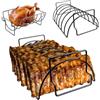 LURNODY Supporto Costine 2-in-1 con Cestello 13,78 × 7,7 × 4,5 cm, Fino a 6 File di Costine, Griglia Barbecue in Metallo di Alta qualità con Manici, Lavabile in lavastoviglie per Tutti i Grill