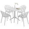 CLP Set da Giardino Neriva Resistente alle intemperie con 4 sedie e Tavolo Quadrato, Salotto 5 Pezzi per Giardino, terrazzo e Balcone | Colore Bianco