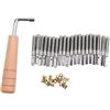 Wisyurt 20 Pezzi Serie Chiodi di Perno di Regolazione e 20 Pezzi Serie di Rivetti con Chiave di Regolazione a Forma di L per Strumento a Corde Musicali Arpa Piccola Arpa Lira