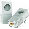 NETGEAR Pack of 2 2000 Mbit/s Powerline Adapters - 2 10/100/1000 RJ45 Ports - With Integrated Socket PLP2000-100FRS
