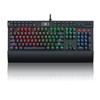 Selius Tastiera da gaming - 104 tasti, 12 tasti macro programmabili (G-keys) - Piastra superiore in alluminio, illuminazione RGB, poggiapolsi - Connessione USB cablata