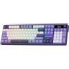 Selius Tastiera meccanica da 104 tasti, colore viola, con connessione USB-C e Bluetooth, e retroilluminazione RGB