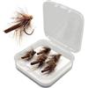 Wodsty Set di 5 esche artificiali per trota, spigola, salmone | 5 ami da pesca a mosca secca, esche artificiali in crine di cervo, per trota, pesce persico, salmone, con scatola