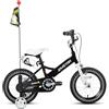 JOYSTAR Bicicletta per bambini 12 pollici per bambini dai 2 ai 4 anni, bicicletta da 12 pollici con rotelle, bandierina e targa, blu, nero
