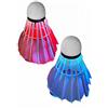 Generic Volani da badminton con luci a LED e piume d'oca, confezione da 4 | Design con luce notturna, testa in sughero espanso, colori assortiti, allenamento all'aperto, stabilità di volo