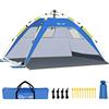 Glymnis Tenda da Spiaggia Quick-up con 2 Porte, UPF 50+, 3-4 Persone | 215×150×115cm, 2 Finestre Maglie, Facile Montaggio, Portatile Leggera