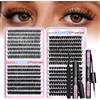 CALAILIS Set di extension per ciglia, 4 stili, 608 pezzi | 60D+80D+100D+120D D Curl, set di extension per ciglia naturali, con colla per ciglia e applicatore (10-16 mm)
