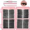 VEGCOO Ciglia Finte Ciuffetti 480 Pezzi, 60+100+120+150D Ciuffetti Ciglia Finte, Kit Extension Ciglia 10-16mm Volume Cluster Lashes per Ragazze e Donne Principianti