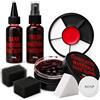 YUDDUO Kit Sangue Finto Halloween con Spray, Gel e Trucco Viso Nero Bianco Rosso | Set completo con sangue spray, gocciolante e coagulato, palette viso a 3 colori, 2 spugne texture e spugnetta bianca