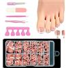 SDFWGG 120 Stück Unghie Finte Piedi French Tip Quadrate Press On Toe Nails False Toenail Tip Per Pedicure Con 5 Pezzi Kit Manicure Per Unghie Dei Piedi (Colore della pelle)