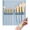 YIPFEN Set di 10 Pennelli Professionali per Trucco, Pennelli Cosmetici per Ombretto, Sopracciglia, Fondotinta, con Pochette Cosmetica (Blu)